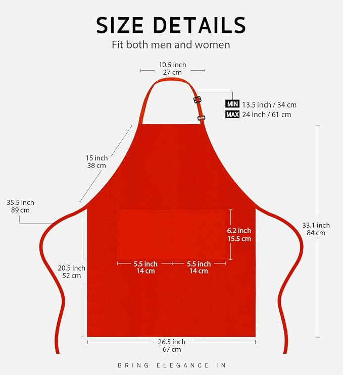 Syntus Apron for Men Women, Adjustable Cooking Kitchen Chef Aprons - Image 2