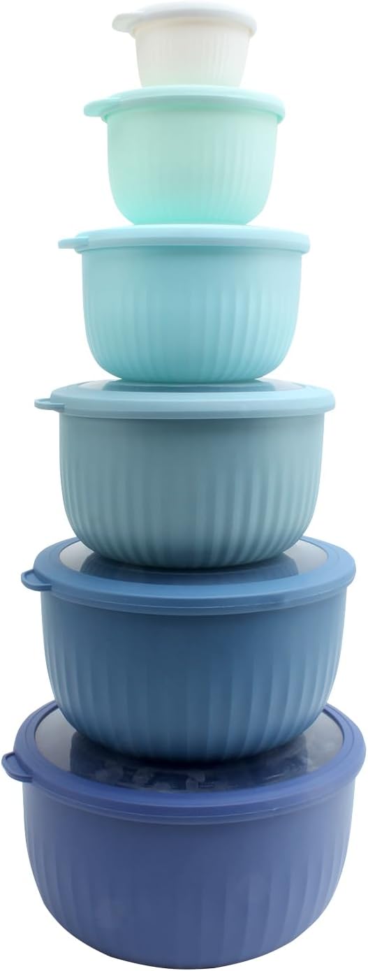 COOK WITH COLOR Prep Bowls with Lids- Wide and Deep Nesting Plastic Small by CookwithColor