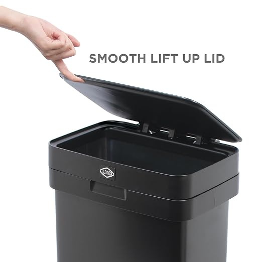 Clorox 13 Gallon Trash Can - 50L Kitchen Trash Can - Rectangular Black - Image 6