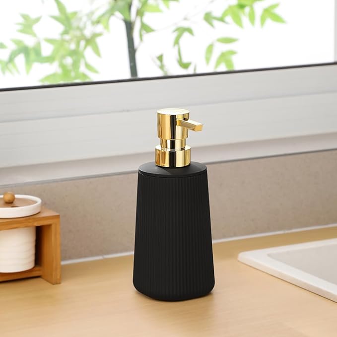 Small Soap Dispenser for Bathroom and Kitchen, Modern Farmhouse Striped Style - Image 5