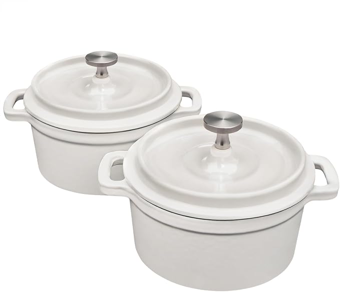 Flavehc Mini Cocotte 16 oz Mini Dutch Oven 0.5 qt. Cast Iron Garlic Roaster by FLAVEHC