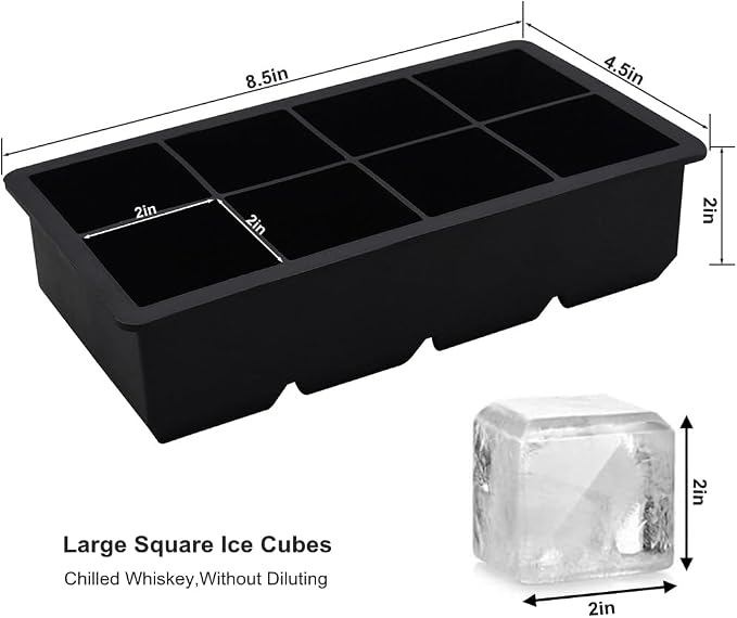 Bangp Large Ice Cube Tray for Whiskey, 2 Pack Stackable Big Ice Cube Molds Make - Image 6