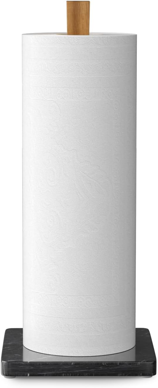 Buruis Wood Paper Towel Holder, Marble Base Modern Decorative Countertop - Image 2