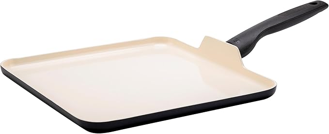 GreenPan Rio 11" Square Griddle Pan, Ceramic Nonstick Cookware, PFOA and by GreenPan