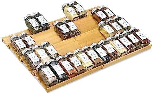 Spice Drawer Organzier, 4 Tiers- 8Pcs Bamboo Spice Rack Tray Insert - Image 2