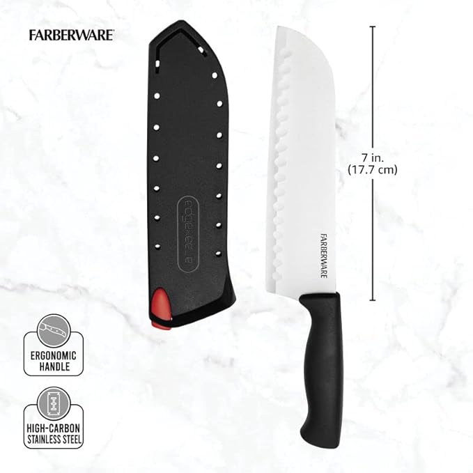 Farberware EdgeKeeper Santoko Knife, 7-inch Santoku, Stainless Steel - Image 4