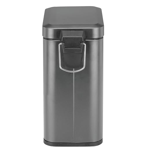 mDesign Small Modern 1.3 Gallon Rectangle Metal Lidded Step Trash Can, Compact - Image 6