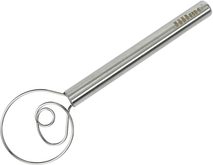 Jillmo Danish Dough Whisk, 12inch Stainless Steel Bread Whisk by JILLMO