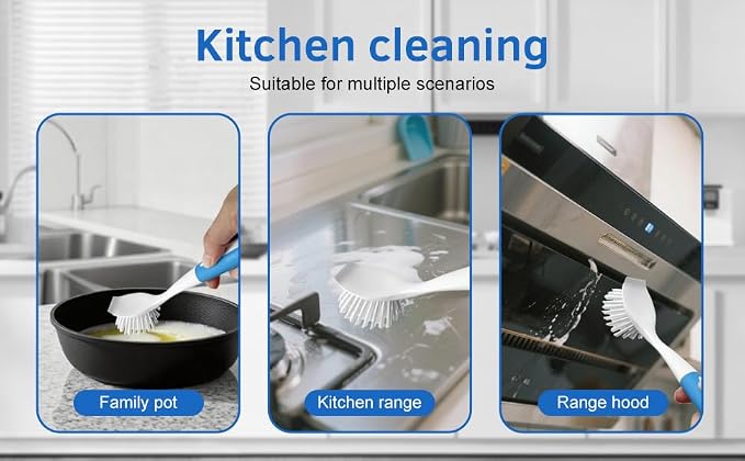 Long Handle Kitchen Cleaning Brush Set of 2, Long Handle Tableware Brush - Image 6