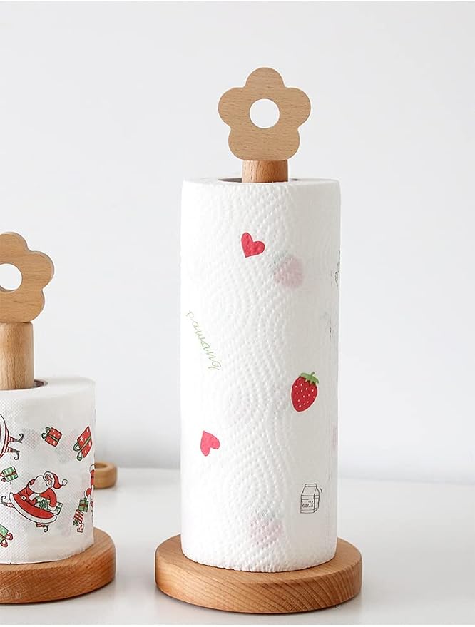 Paper Towel Holder, Wooden Kitchen Roll Stand Organizer Free Standing, - Image 7