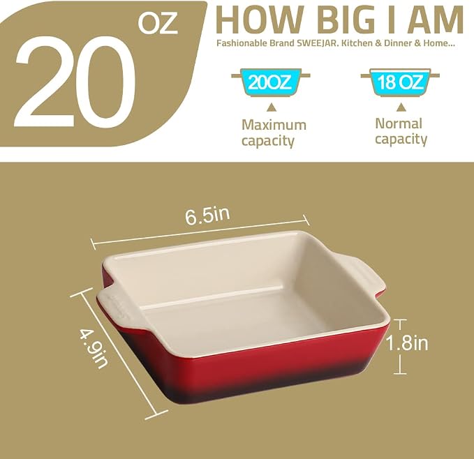 Sweejar Ceramic Baking Dish, Rectangular Small Baking Pan - Image 4