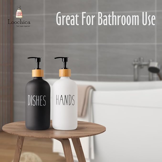 LOOCHICA 2 Pack Glass Soap Dispenser Set, Hand and Dish Glass Soap Dispensers - Image 8