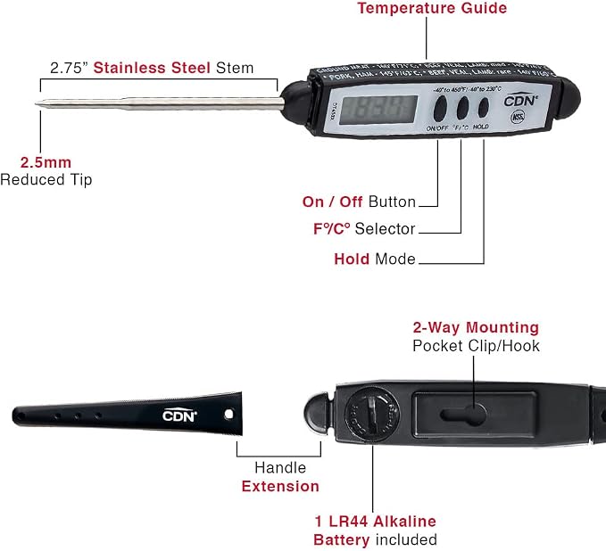 CDN Waterproof Digital Cooking Thermometer Instant Read 2.75" Stainless - Image 5