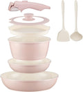 Ceramic Cookware Set Non Stick 8Pcs Pots and Pans Set Removable Handle by COICUR