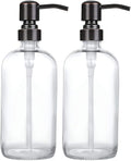 2 Pack Thick Clear Glass Boston Round Bottles /Oil Rubbed Bronze Stainless by Unknown