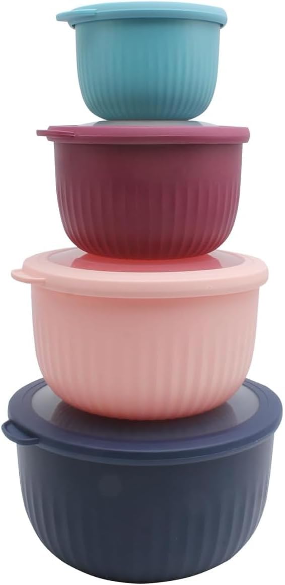 COOK WITH COLOR Prep Bowls with Lids- Wide and Deep Nesting Plastic Small by CookwithColor