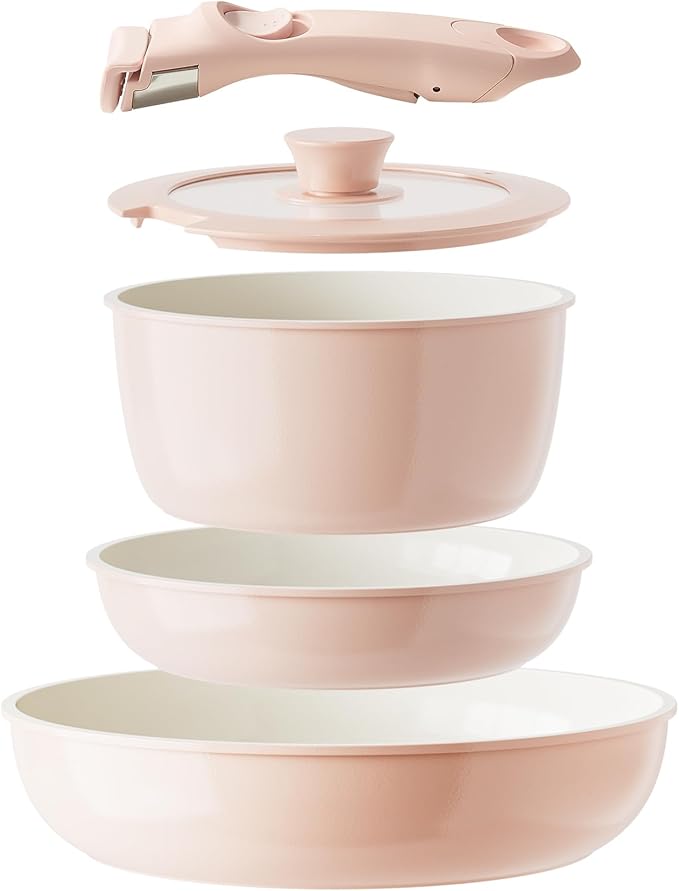 Redchef Ceramic Cookware Set, Removable Handle Pots and Pans Non-Stick by Redchef