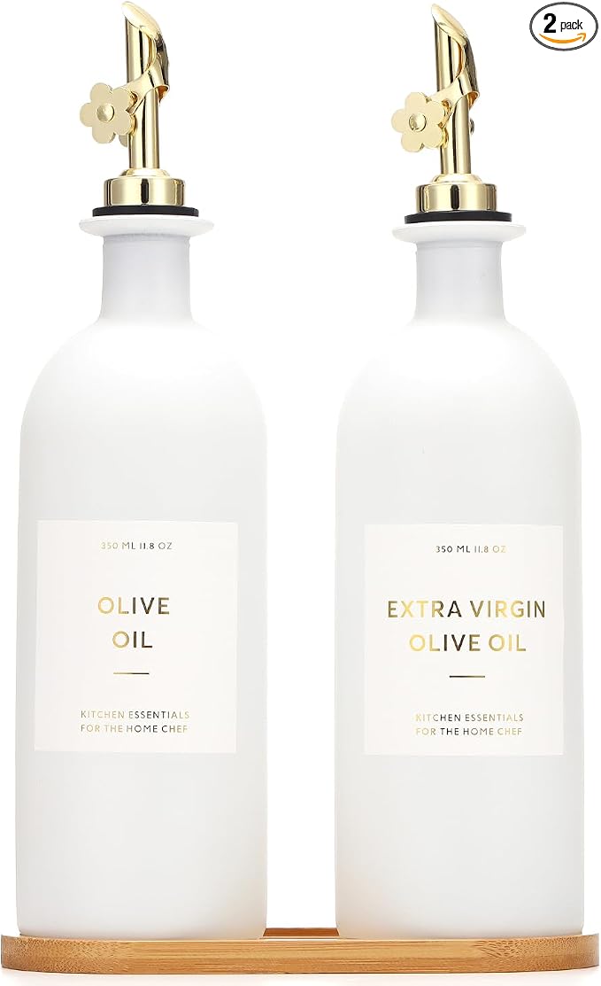 HOMCDALY Olive Oil Dispenser for Kitchen, 16oz Glass Oil Bottles by HOME