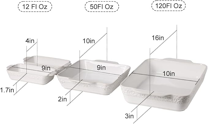 Sweejar Casserole Dishes for Oven, Ceramic Bakeware Set of 4, Rectangular - Image 3