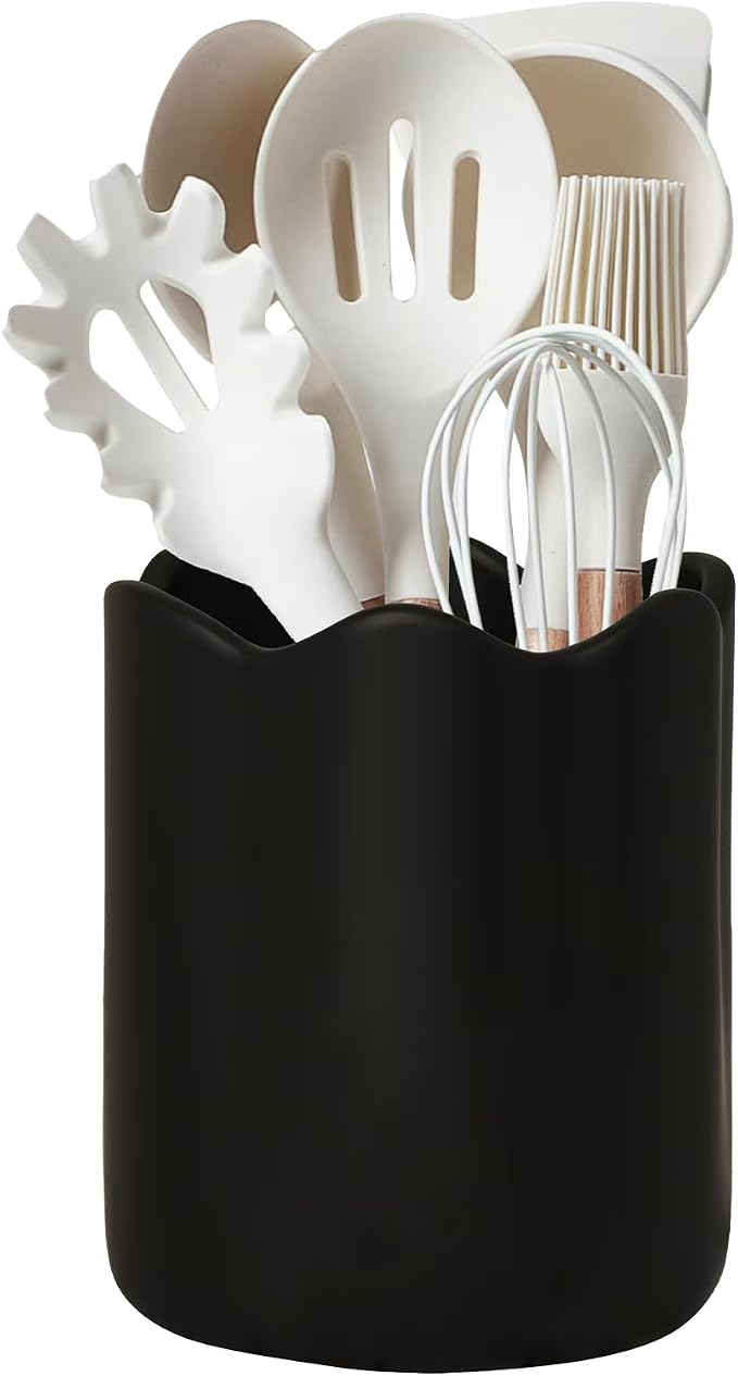 Large Utensil Holder for Kitchen Counter, Ceramic Kitchen Utensil Crock by Unknown