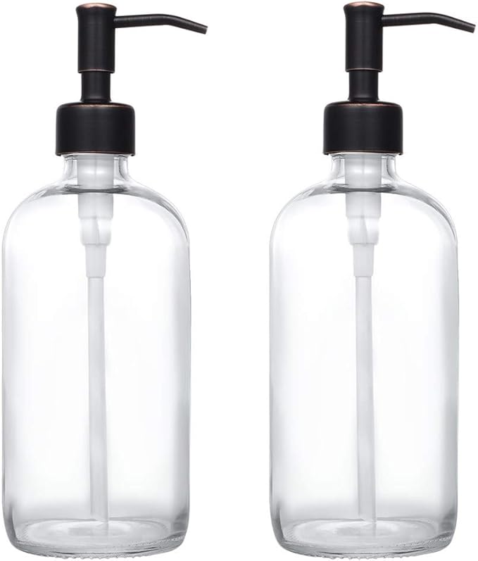 2 Pack Thick Clear Glass Pint Jar Soap Dispenser by Unknown