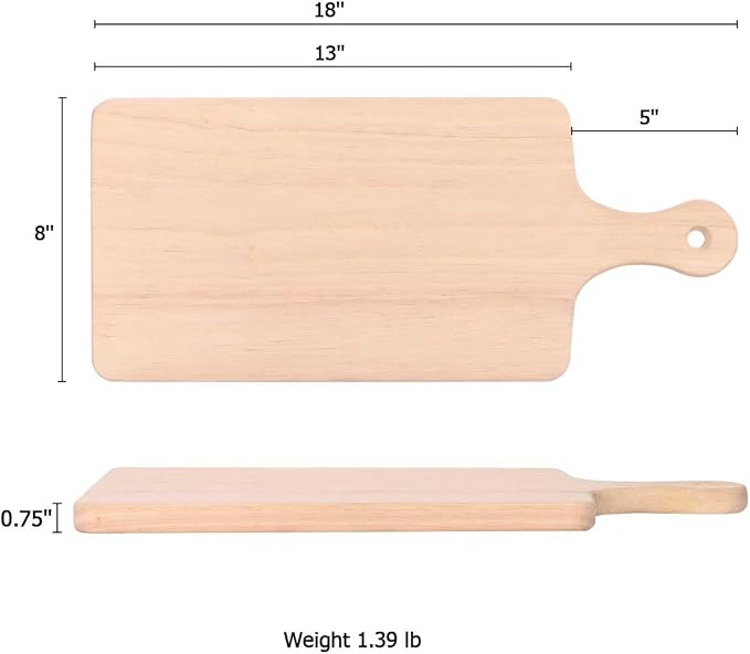 LZMS 4 Packs 18" x 8" Wood Serving Boards Set | Unfinished Wood Crafts - Image 2