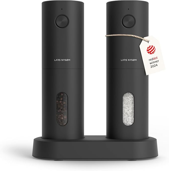LARS NYSØM Electric Salt and Pepper Grinder Set, USB Rechargeable, Automatic by LN