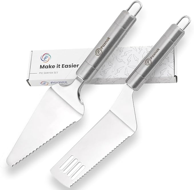 Pie Server Spatula and Cake Cutter Slicer, Stainless Steel Set by Paxnok