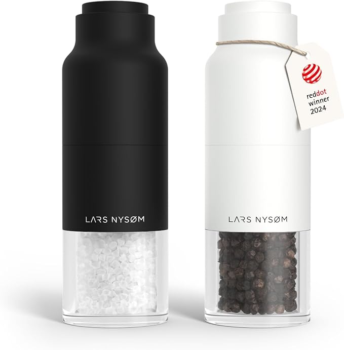 LARS NYSØM Salt and Pepper Grinder Set, Stainless Steel Manual Salt and Pepper by LN
