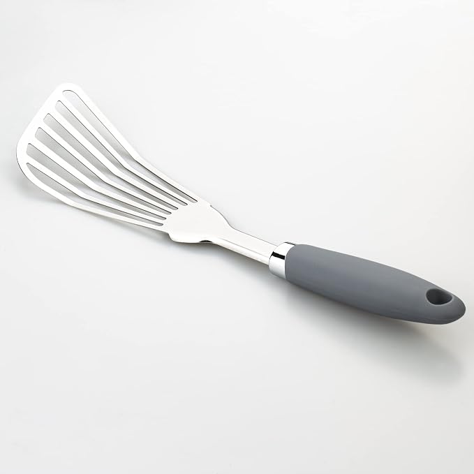 304 Stainless Steel Fish Spatula, Non-Slip Ergonomic Handle Slotted Spatula - Image 2