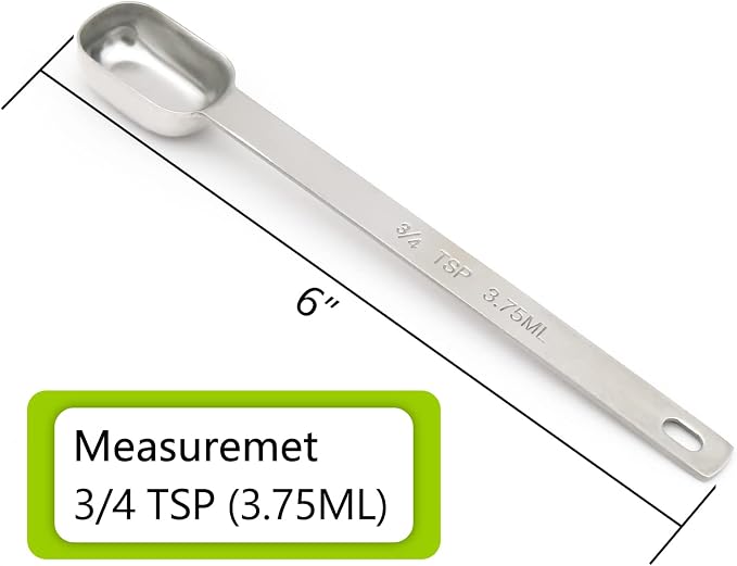3PCS 3/4tsp Single Measuring Spoon, Stainless Steel Long Handle Individual - Image 2