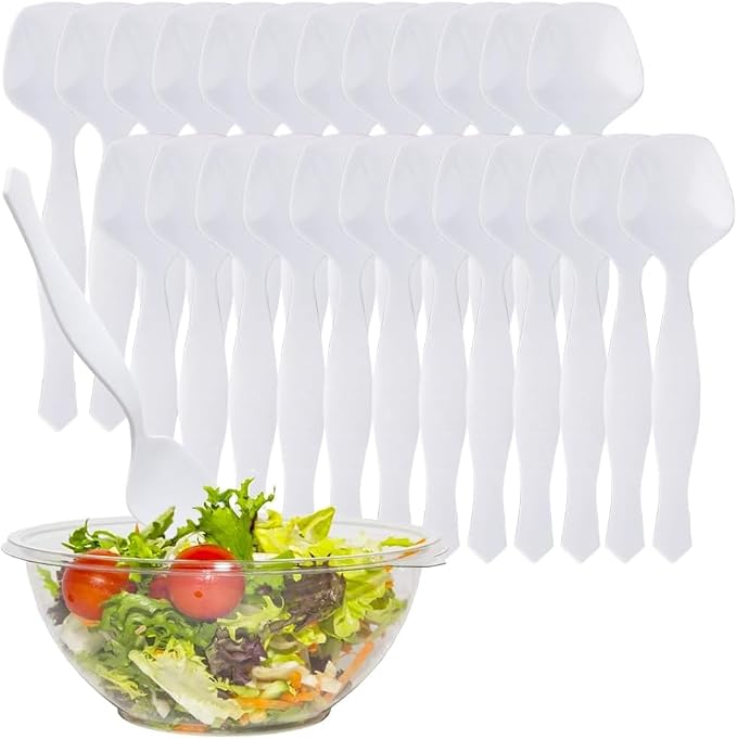 PARTY BARGAINS Disposable White Plastic Serving Spoons 8.75″ – Heavy-Duty White - Image 6