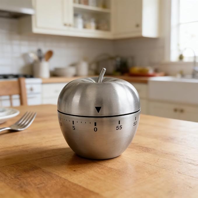 Mechanical Kitchen Timer 60 Minutes, Apple-Shaped Wind Up Timer, Manual Analog - Image 6