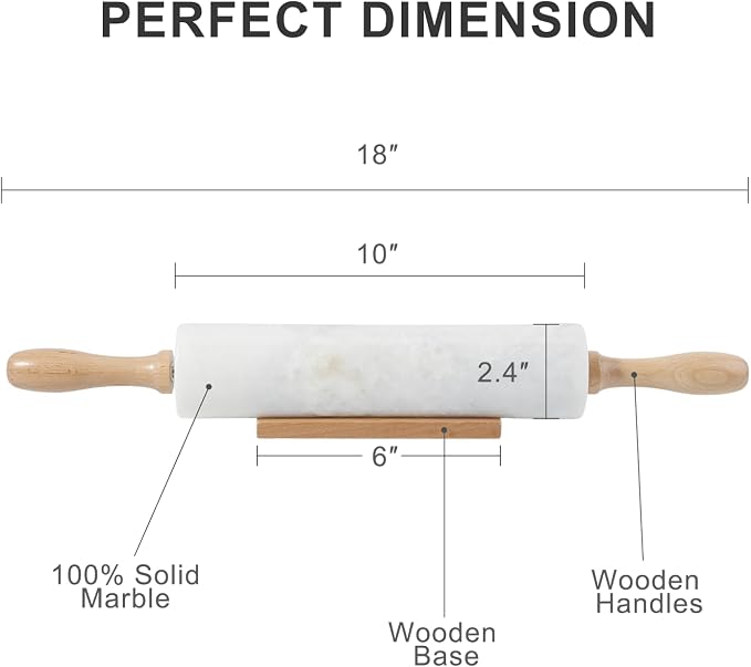 Koville White Marble Rolling Pin - Image 2