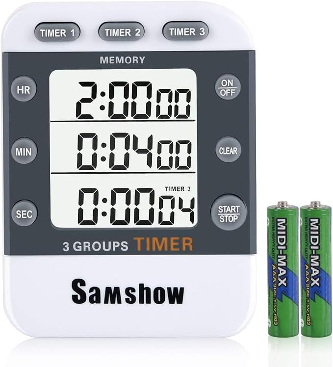 Digital Kitchen Timer Dual Timers 3 Channels Count UP/Down Cooking Timer Large by Samshowmakesyourkitchentechnologicalmodernandadvanced