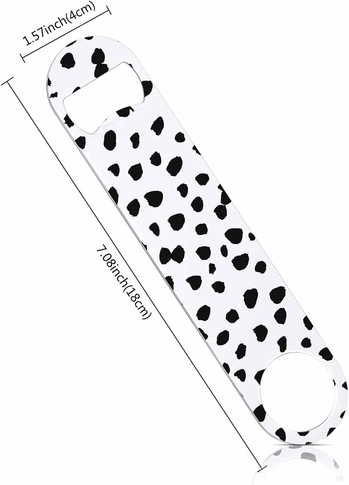 Small Dot Pattern Stainless Steel Bottle Opener Black Polka Circles - Image 2