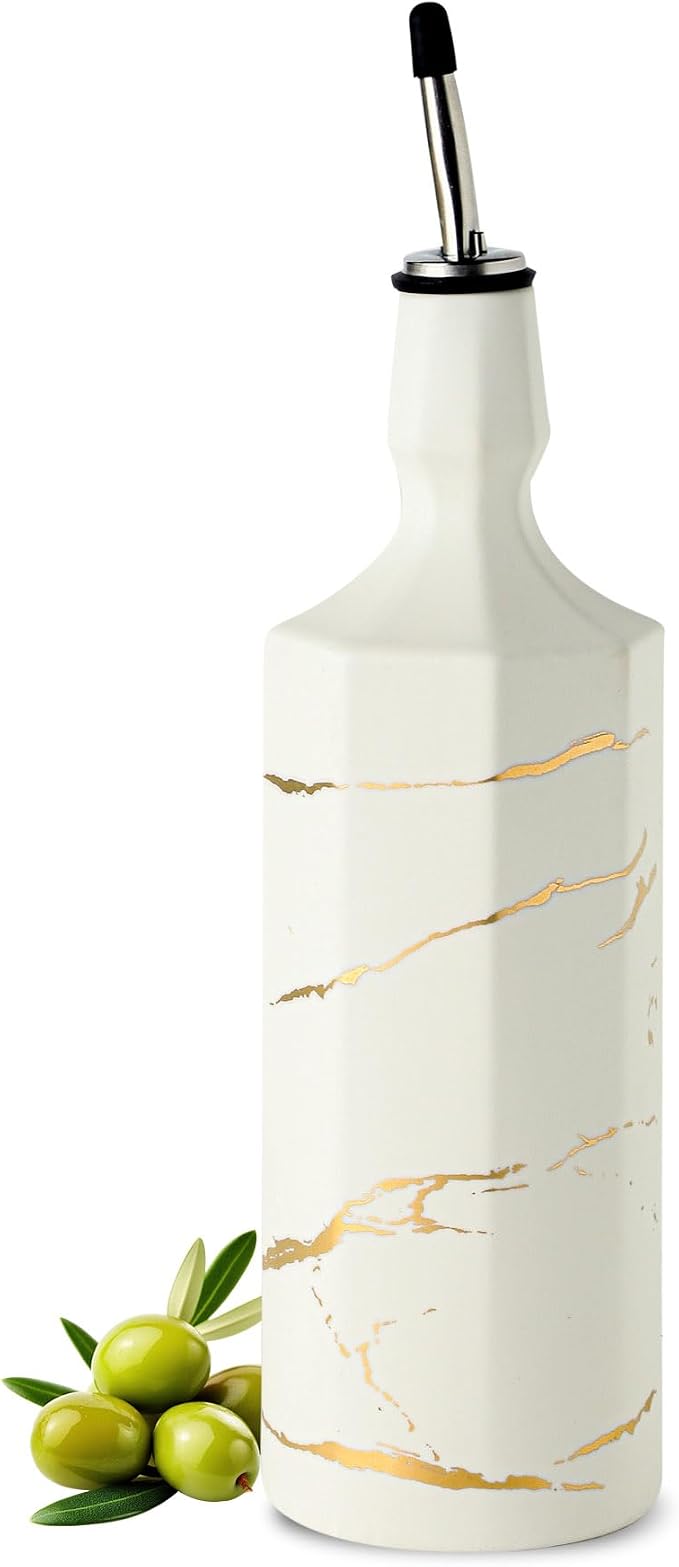 Ceramic Olive Oil Dispenser Bottle, Large Capacity 26oz Oil and Vinegar Bottles by Howise