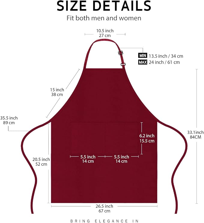 Syntus Apron for Men Women, Adjustable Cooking Kitchen Chef Aprons - Image 2