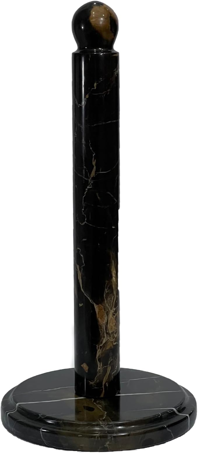 Handmade Black and Gold Marble Paper Towel Holder – Luxury Countertop Stand by Unknown