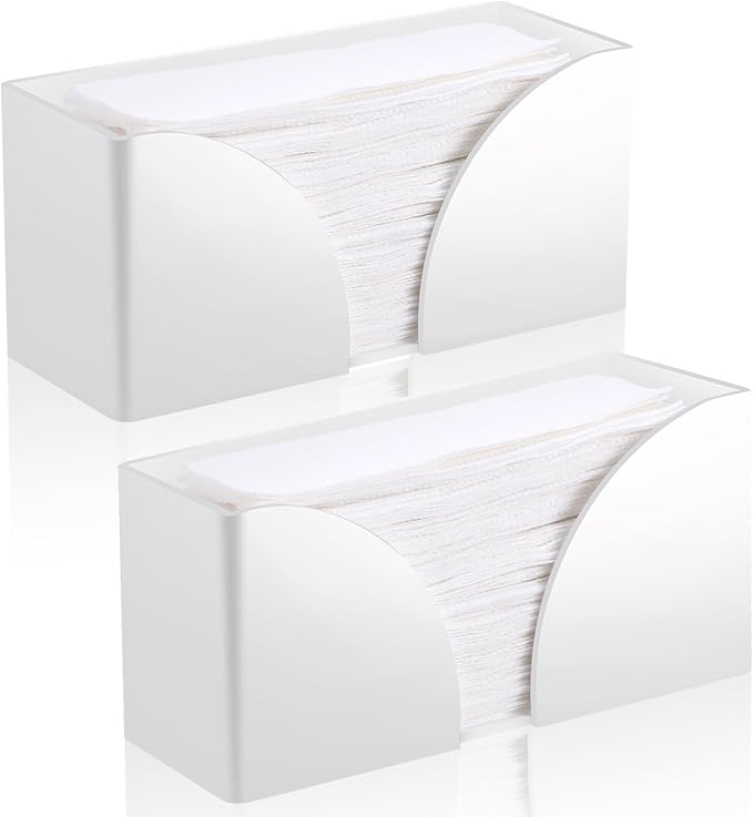 2PCS White Paper Towel Dispenser Countertop, AcrylicPaper Towel Holder by AFOROEOA