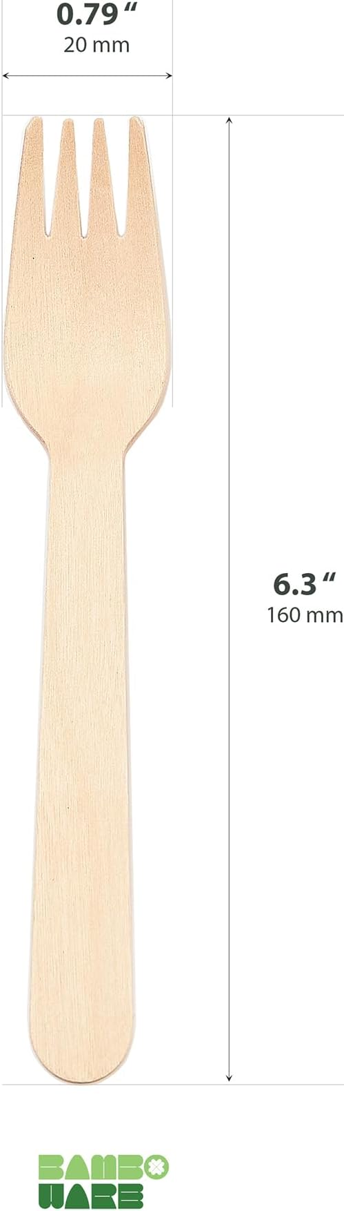Wooden Forks 300 Pieces | 100% Natural Birch Wood Disposable Forks | - Image 2