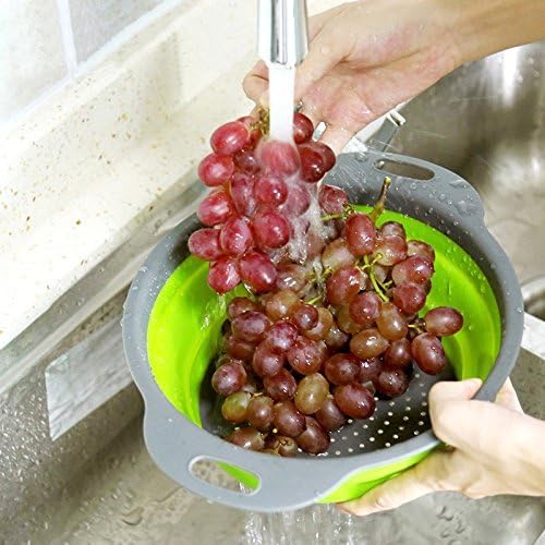 Qimh Collapsible Colander Set of 3 Round Silicone Kitchen Strainer Set - Image 6