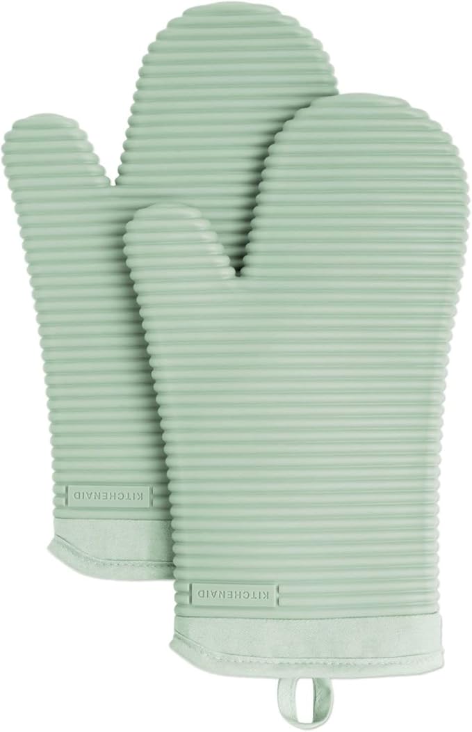 KITCHENAID Ribbed Soft Silicone Oven Mitt 2-Pack Set by KitchenAid