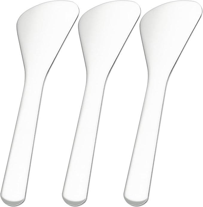 Pndeyo 3pcs Mini Stainless Steel Makeup Spatula, Reusable Cosmetic Cream by Pndeyo