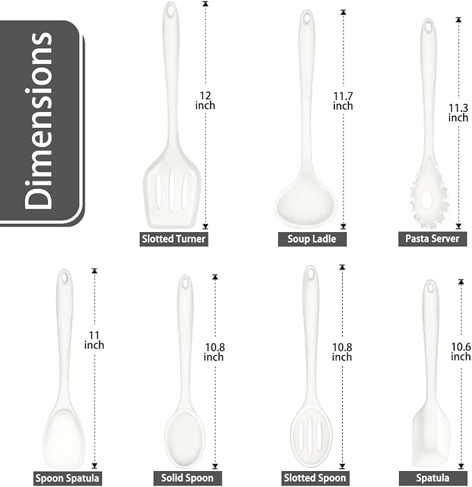 P&P CHEF Silicone Cooking Utensils Set of 7, Heat-proof Kitchen Utensils Set - Image 2