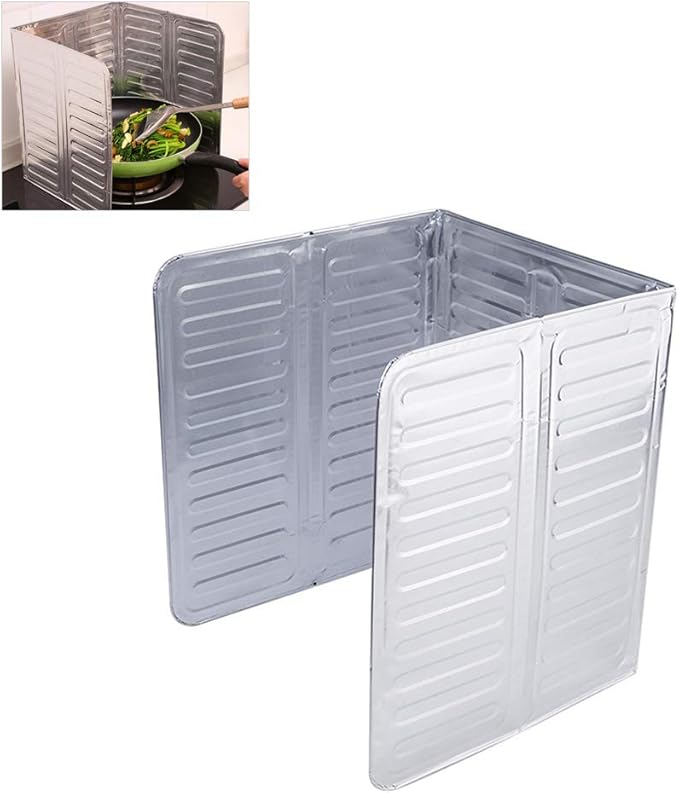 Hztyyier 3 Sided Oil Proof Aluminum Foil Splatter Guard Foldable Heat Insulation - Image 2