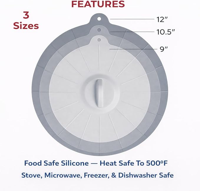 HIC Kitchen Cooking and Storage Lids, High-Heat Silicone - Image 6