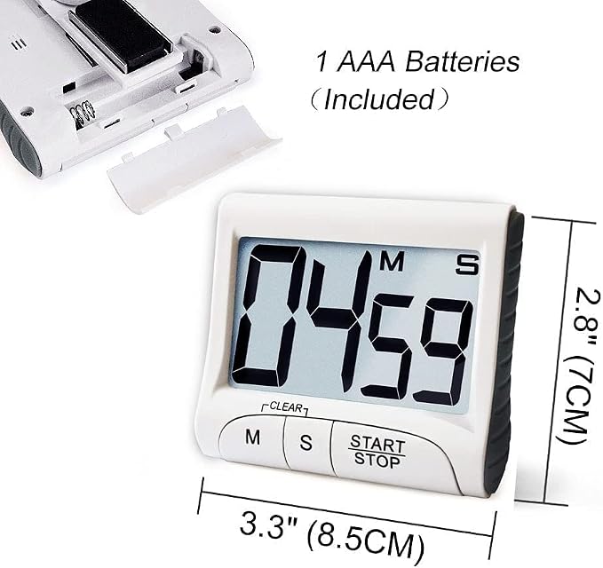 3" Large Display Kitchen Timer -Digital Timer Magnetic Back Loud Alarm On A - Image 3