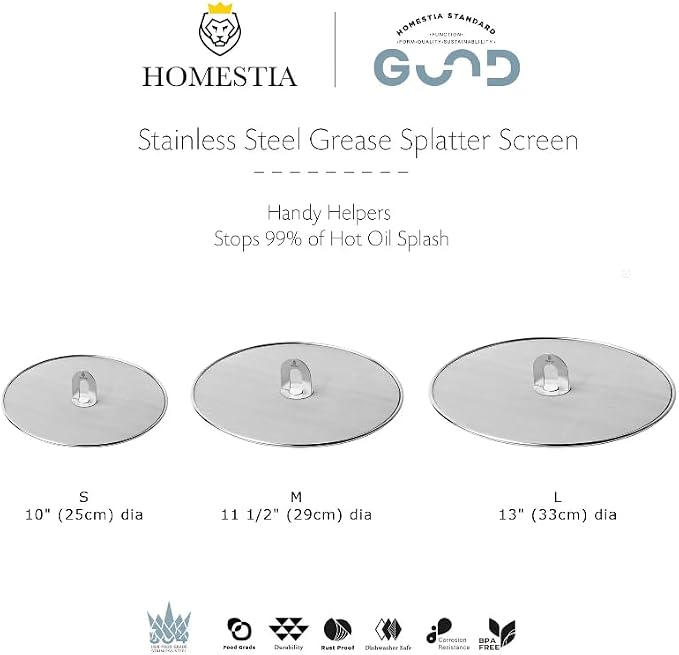 Homestia Splatter Screen for Kitchen, Stainless Steel Fine Mesh Splatter Screen - Image 8