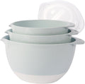 3 Plastic Mixing Bowls with Lids, Pour Spout, TPR Bottom, Mixing Bowl Set by JCXivan